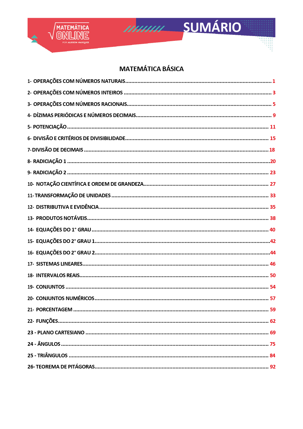 Matemática Básica - Matemática Online